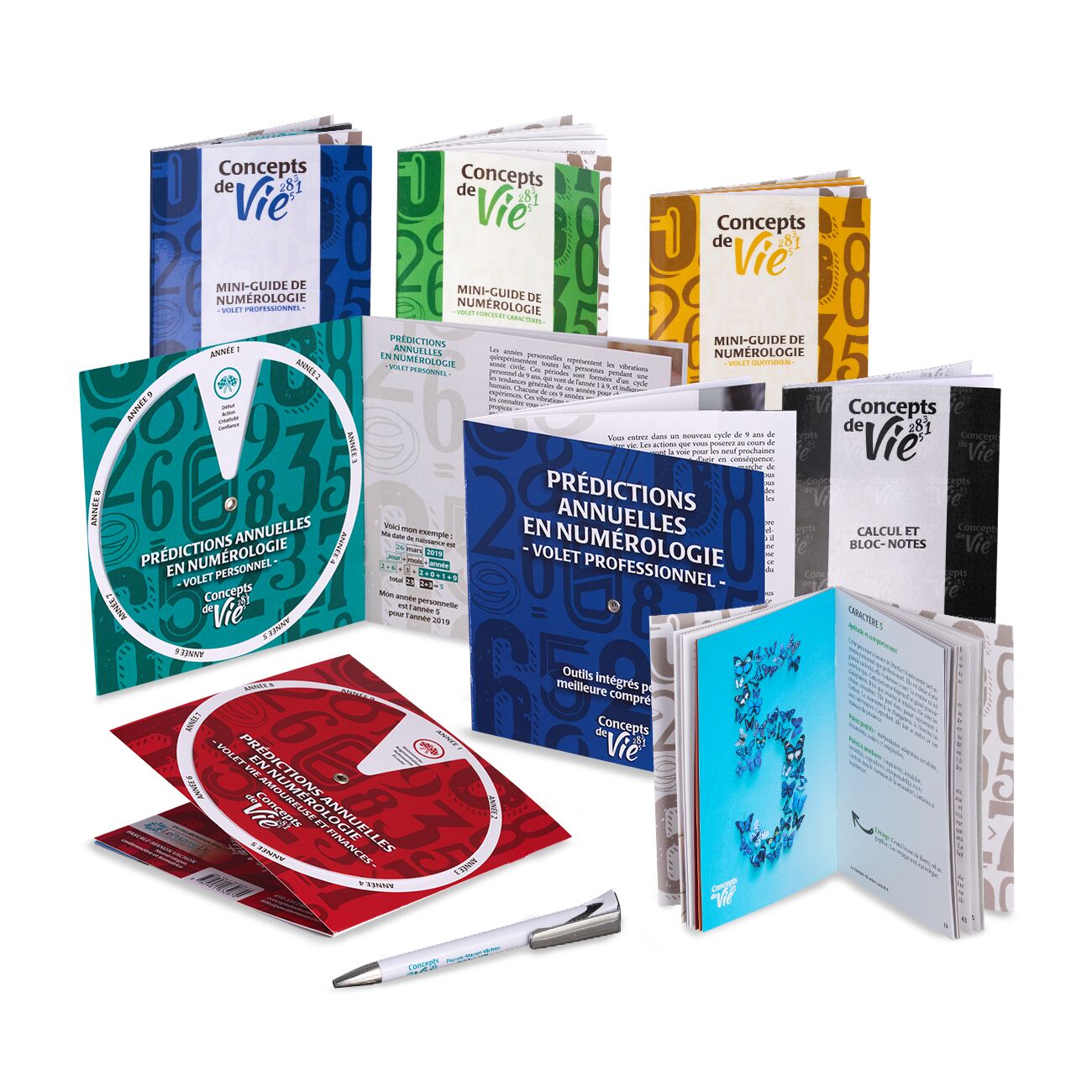 Coffret virtuel distingué de mini-guides de numérologie